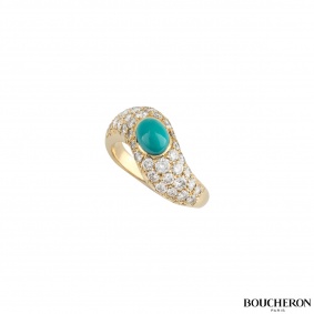 Boucheron Yellow Gold Turquoise & Diamond Dress Ring Boucheron Yellow Gold Turquoise & Diamond Dress Ring